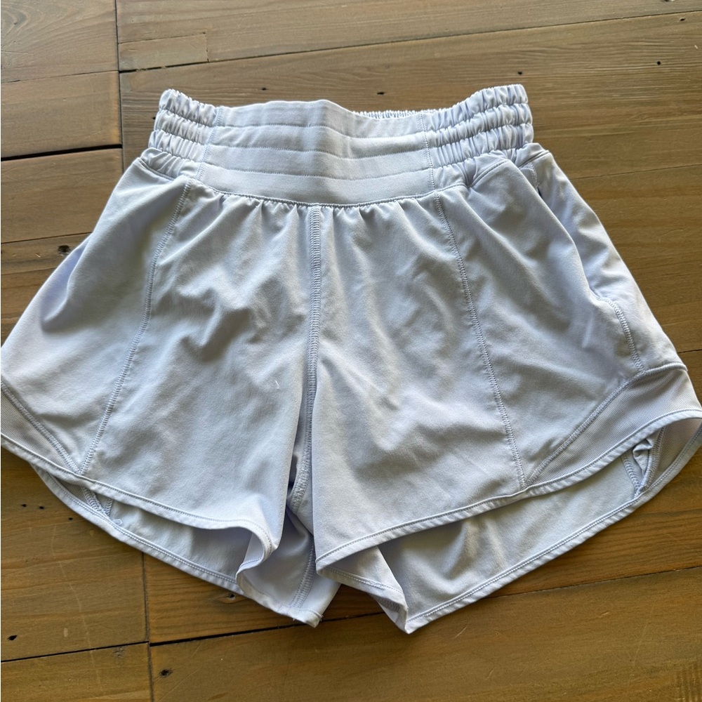 lululemon athletica Light Gray Blue Athletic Shorts 4” Hotty Hots Used!